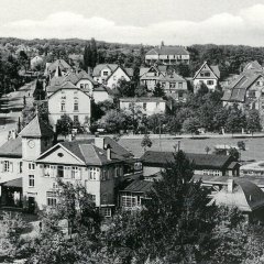 Postkarte vom Bahnhof 1940 Blick über den Bahnhof Richtung Eichwald